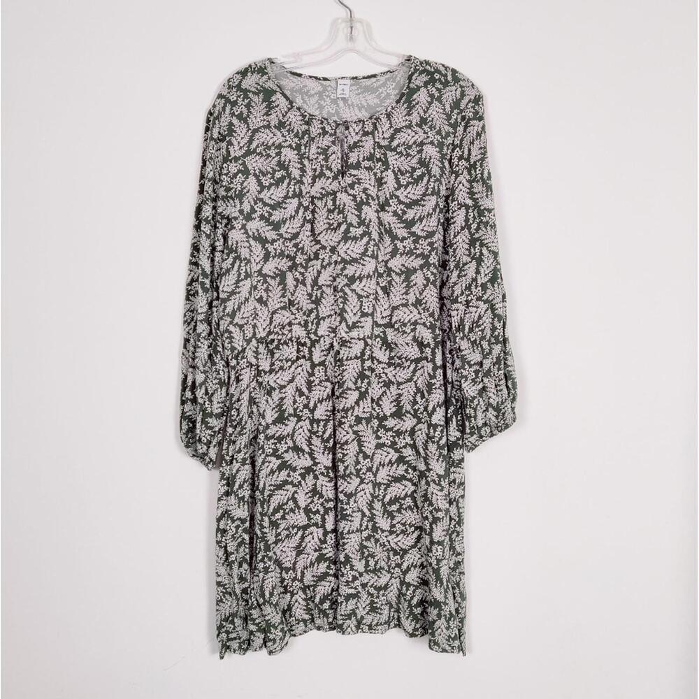 Old Navy Women's Floral Tiered Midi Dress Size XL Green Bohemian Cottagecore